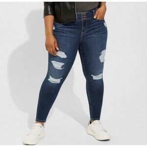Torrid Jegging Super Soft Distressed Skinny Jeans 16 High Rise Triple Button